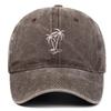 Coconut Tree Embroidered Washed Retro Duckbill Cap - Distressed Unisex Curved Brim Baseball Hat.