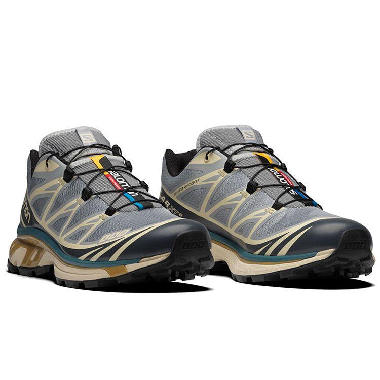 Salomon XT-6 Retro Outdoor Fabric Synthetic Leather Non-Slip Wear-Resistant Low-Top Casual Trail Running Shoes Unisex Sneakers Sand-Gray 414551