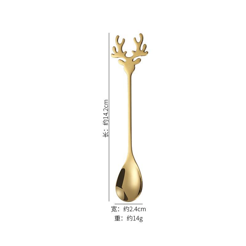 Stainless Steel Coffee Spoon With Cute Reindeer Design Espresso Stirring Ice Cream Dessert Kids Adult Use