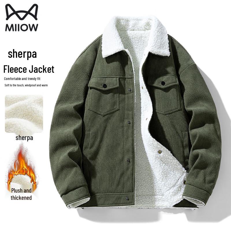 Mao Ren Men's Trendy Winter Corduroy Lamb Fleece Padded Jacket