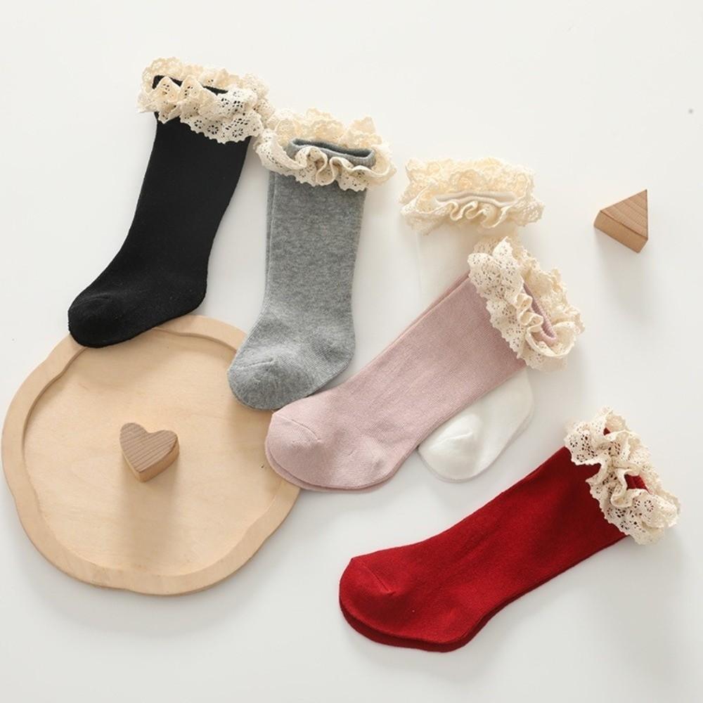 Knee High Length Cotton Socks Hollow Lace Design Princess Socks Knee High Socks  For Infant
