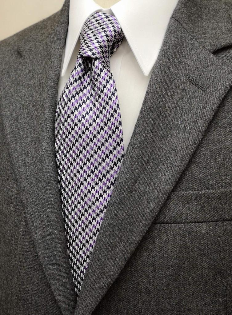 Necktie Nishijin Ori Houndstooth Pattern Silk Purple Business Casual Day Present Gift Made In Japan [OnCoM] Men's Father's Thsu2002-003