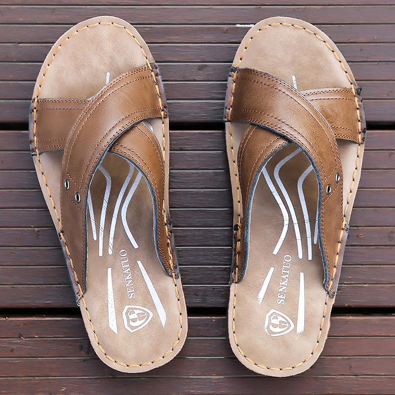 Fashion Quick Dry Man Slippers Stylish Designer Half Drag Fashion Leather Casual Summer Flats Comfortable Beach Slippers Outdoor Sandals