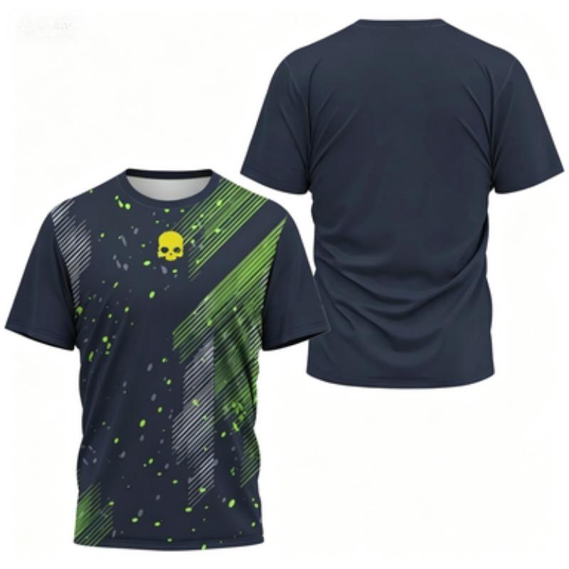 Men's T-shirt Round Neck Short Sleeved Color Printed Tennis Running Casual and Comfortable Outdoor Sportswear Top