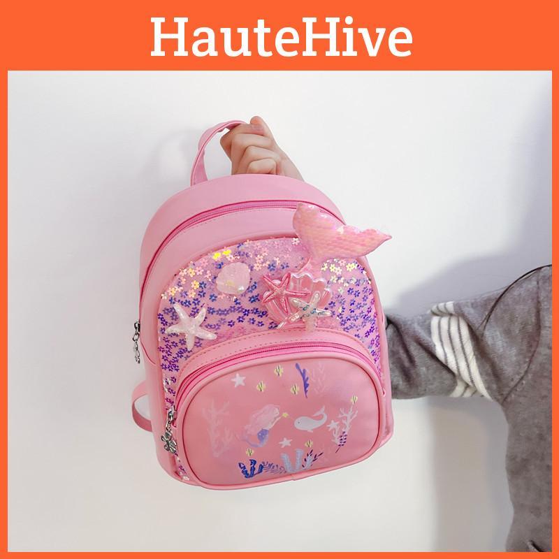 Kids Mermaid Backpack With With Shell Shimmer Starfish Design For Childrens