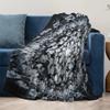 Dark Grey Floral Print Blanket Soft Cozy Fleece Throw Blanket Bed Sofa Decorative Gift for Women Kids