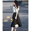 Elegant Color-Block Two-Piece Skirt Set