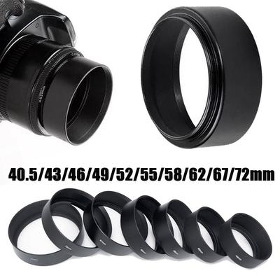 Schwarze Blendschutzabdeckung aus Metall für Canon/Nikon 40,5/43/46/49/52/55/58/62/67/72 mm