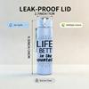 1PC Life Is Better In The Mountains Text 750ml Color Plastic Sports Water Bottle Leakproof Flip Straw Lid Suitable for Sports Office Home Use