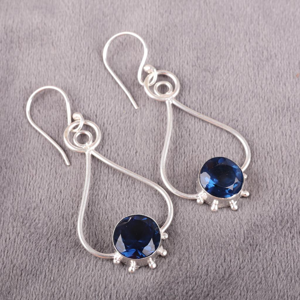 London Blue Topaz 925 Solid Sterling Silver Earrings, Handmade Gemstone Earrings Jewelry, Gifts For Wife Brand New Earrings