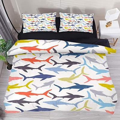 Shark Three-Piece Bed Kit Digital Printing Quilt Cover