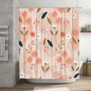 Pink Floral Print Shower Curtain with Hooks Decorative Home Bathroom Accessories for Girls and Women's Kitchen Pink Flower Water