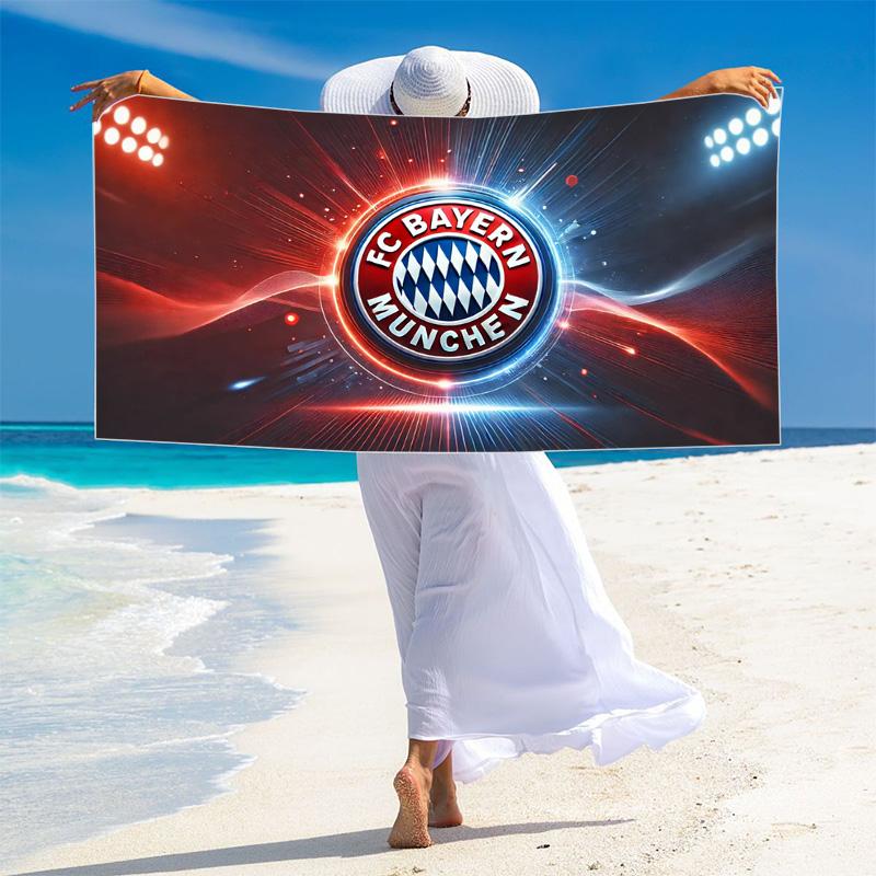 FC Bayern Munich Print Beach Towel, Large Soft Quick Dry Towel for Beach Camping Swimming