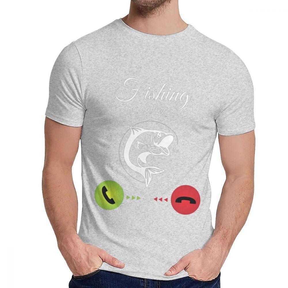 Cotton Fishing Is Calling T Shirt Unisex Design High Quality Fashion O Neck Homme Tee