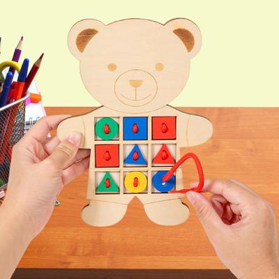Lacing Card Threading String Matching Game Preschool Learning Early Education Wooden