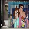 Crayon Shin-Chan Funny Character Scene 2D Print Waterproof Shower Curtain, Blue Bathroom Decor With Hooks