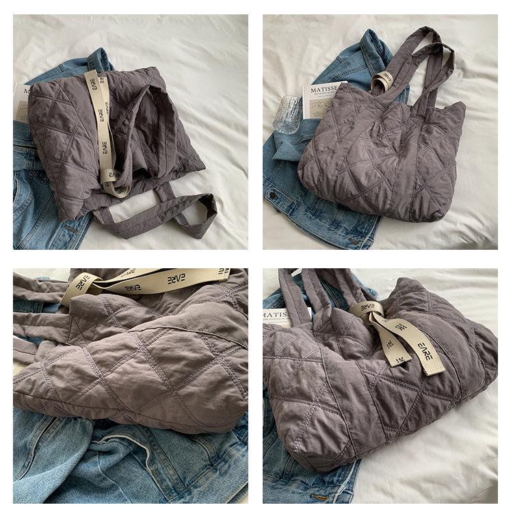Women's Quilted Tote: Casual Down Single Shoulder Bag, Large Capacity for Autumn/Winter