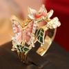 Aesthetic Flower Butterfly Delicate Vintage Rings for Women Elegant Charm Synthetic Zirconia Wedding Banquet Jewelry Accessories
