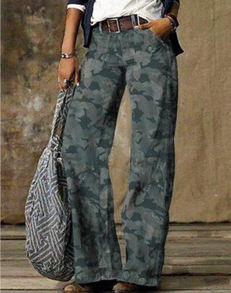 Europäische und amerikanische Übergröße Damen Casual Weitbein Imitationsjeans