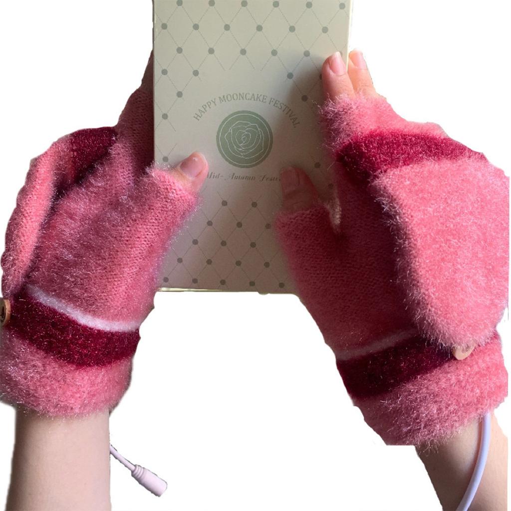 Heated Gloves Electric Gloves for Men Women Half Finger Heating Hand Warmer Winter Gloves for Office Work
