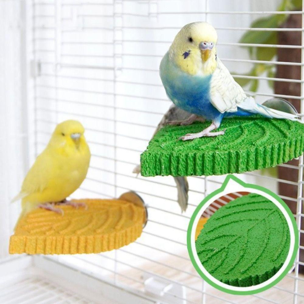 

Resin Parrot Perch Leaf Shape Parrot Standing Pole Decorative Bird Rest Station Aviary жовтий
