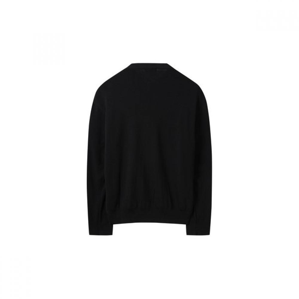 Customellow Black Zip Up Cardigan Round Neck Cwwas25111bkx