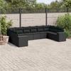 Vidaxl 10-Cz. Garten-Sitzgruppe, Kissen Schwarzer Rattan Pe