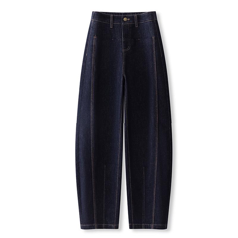 

Джинсы-коса с высокой посадкой Осень 2024: Невыцветающий, уникальный дизайн брюк широкого и узкого кроя для больших размеров 26 (85-95 lbs) темно-синий