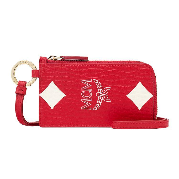 MCM Aren Maxi Visetos All Over Print Design Top Zip Leather Card Holder Coin Purse Women Wallets Red MXZEATA02XF001 Basic Set BagDust Bag 16730₽