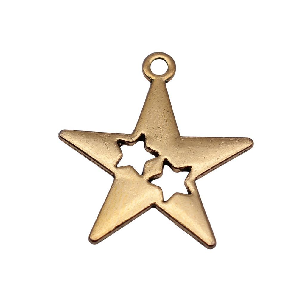Five-Pointed Star Charms Multi Color Alloy Plain Pendants For Celestial Themed Jewelry