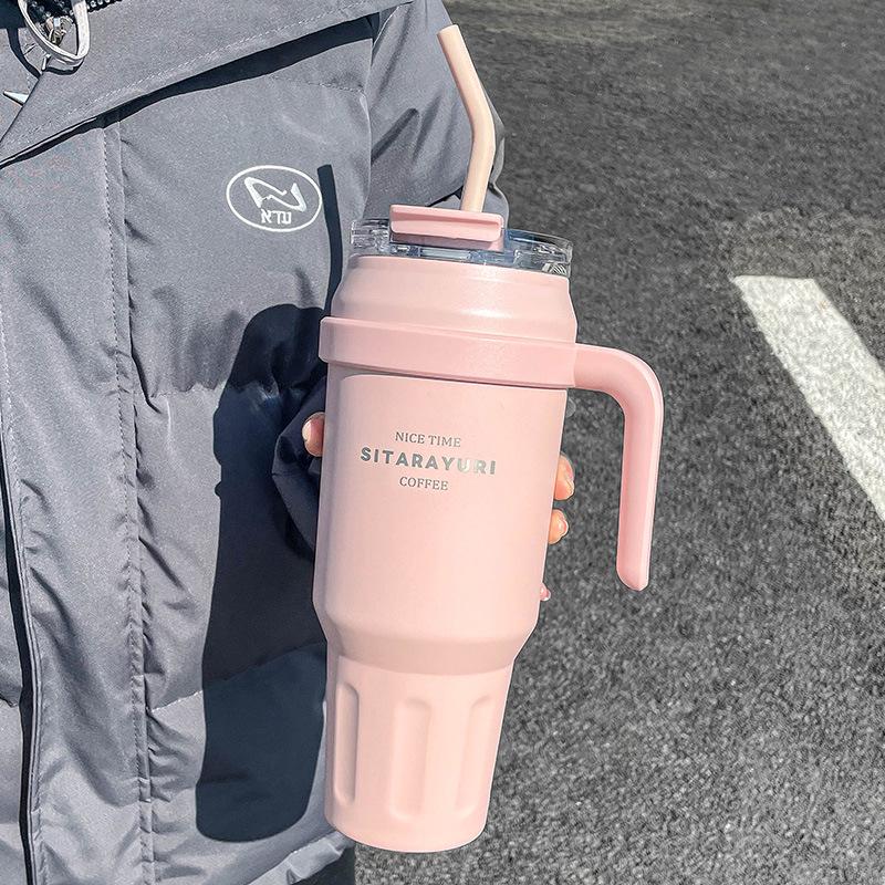 Large Capacity Straw Thermos Cup for Girls & Boys - Perfect for Outdoor Sports, Office, and Travel