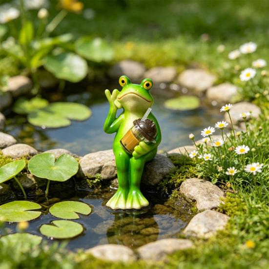 Miniature Frog Figurine Plant Pot Frog Garden Statue Decoration Funny Resin Cute Animal Frog Planter Hugger