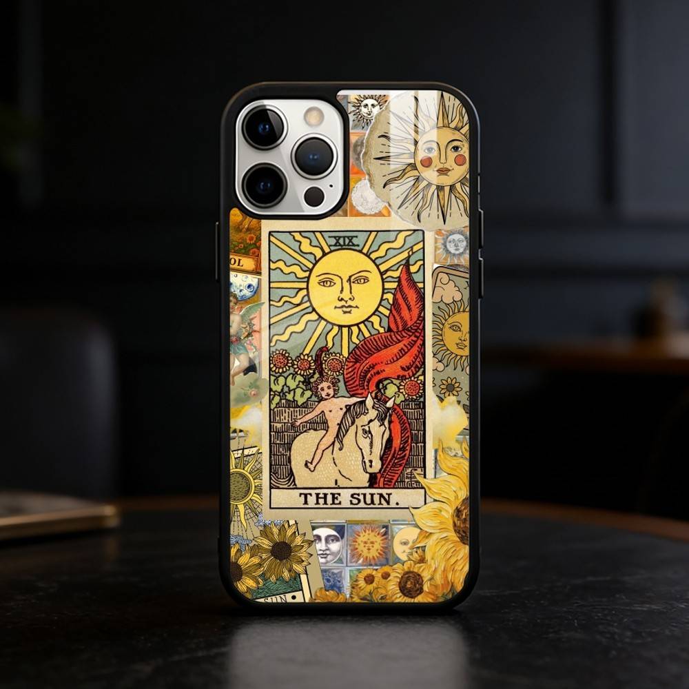 Retro Tarot Sun Moon Stars Phone Case For iPhone 17 16 15 14 13 12 Pro Max Plus for Mirror Wireless Magnetic Cover