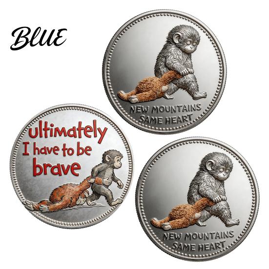 Positive Affirmation Coin Emotional Support Inspirational Monkey Challenge Pocket Encouragement Token Double‑Sided Collectible for Friends