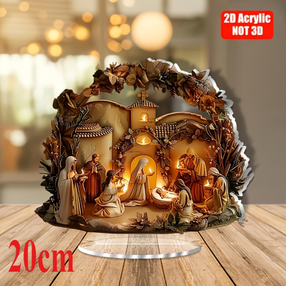 Nativity scene, 2D flat acrylic, tabletop decoration, suitable for living room, office, gifts, Christmas, Halloween