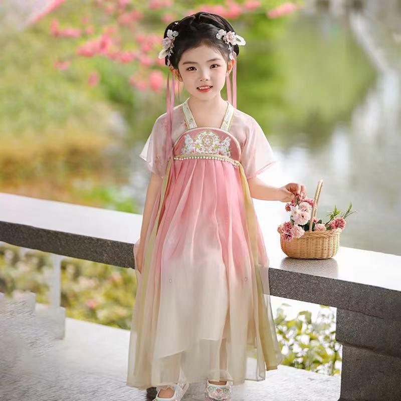 2026 Summer Hanfu Fairy Dress for Girls – Traditional Flowing Style Performance Clothing