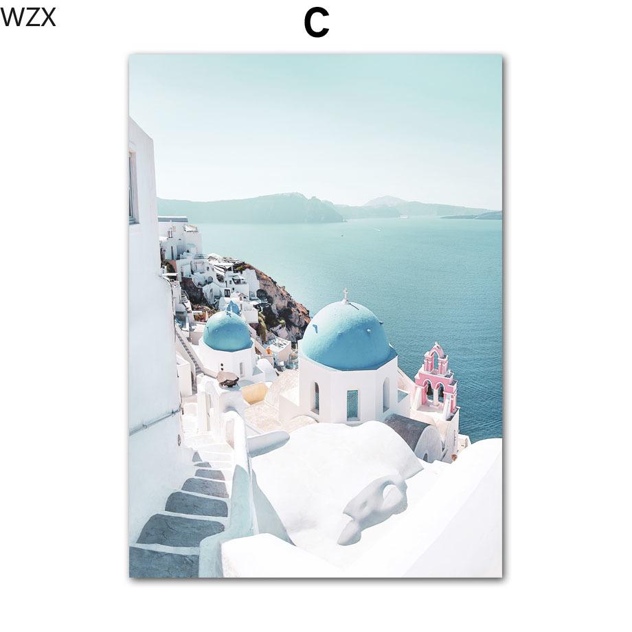 Morze Egejskie Santorini Plaża Muszla Kwiat Sztuka Ścienna Płótno Malowanie I Wydruki Obrazy Ścienne Do Wystroju Salonu Plakaty Nordyckie