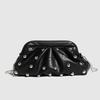 Trendy Shoulder Crossbody Clutch Bag with Mushroom Studs Chain Wrinkled Design Women's Fashion Underarm Bag for Multiple Occasions