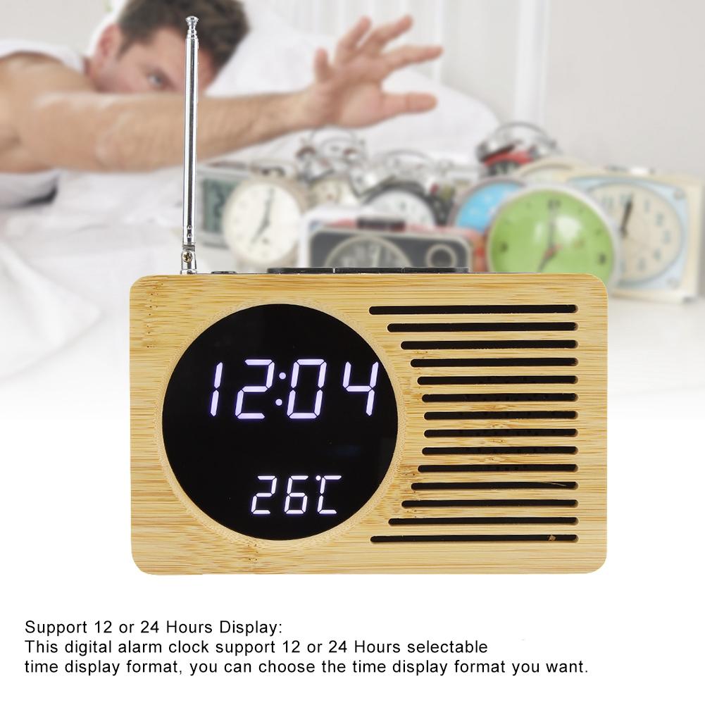 Multipurpose USB Digital LED Alarm Clock Thermometer Time Temperature Display FM Radio