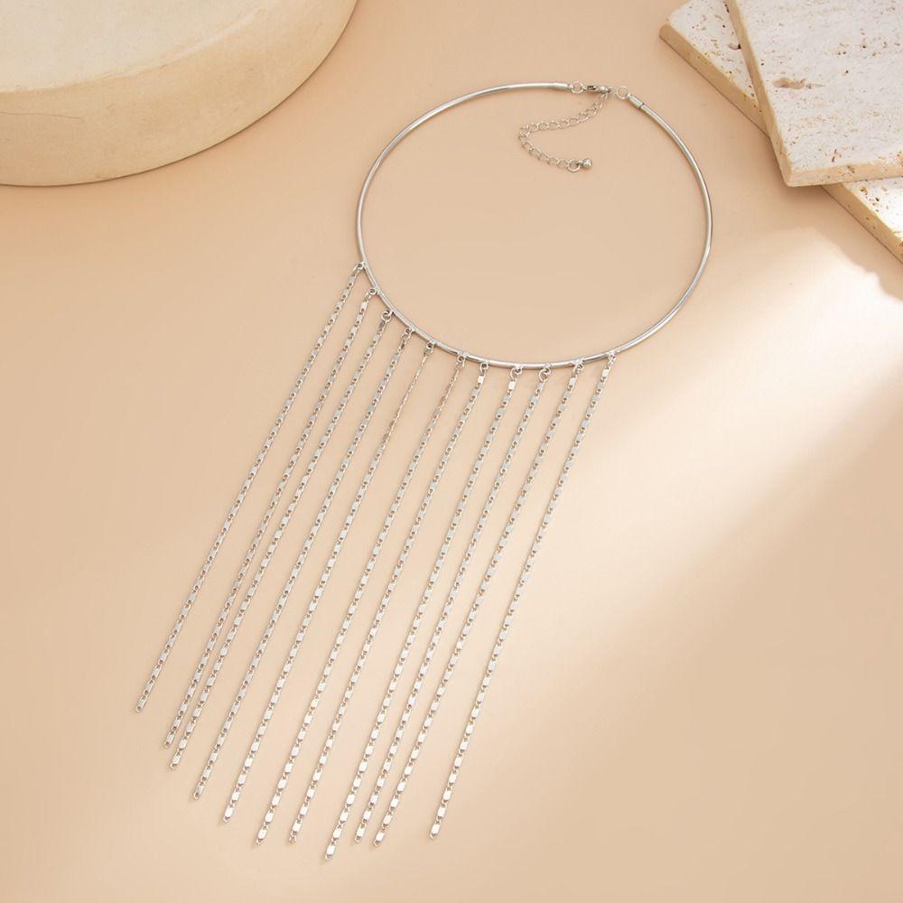 Fashion Bohemian Geometric Circular Collar Gold Charm Gold Jewelry Silver Personalized Tassel Necklace Collarbone Chain