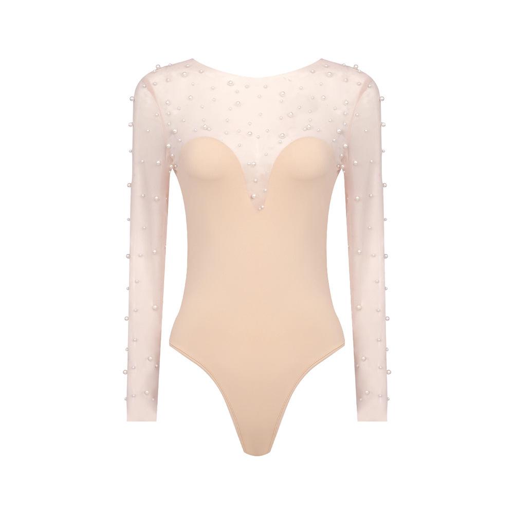 Weißer Perlenverzierte Jumpsuit Romper - Modisches Lässiges Zweiteiliges Set für Damen