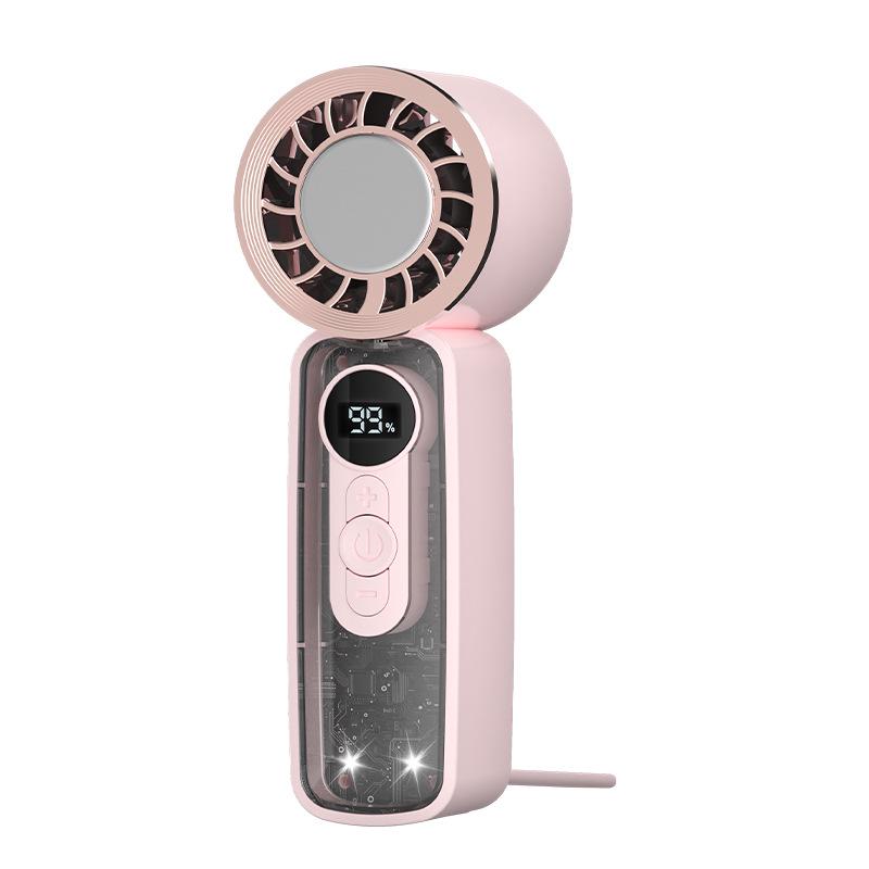 Portable USB-Charged Transparent Fan with Ice Pack and Display Screen for Outdoor Use