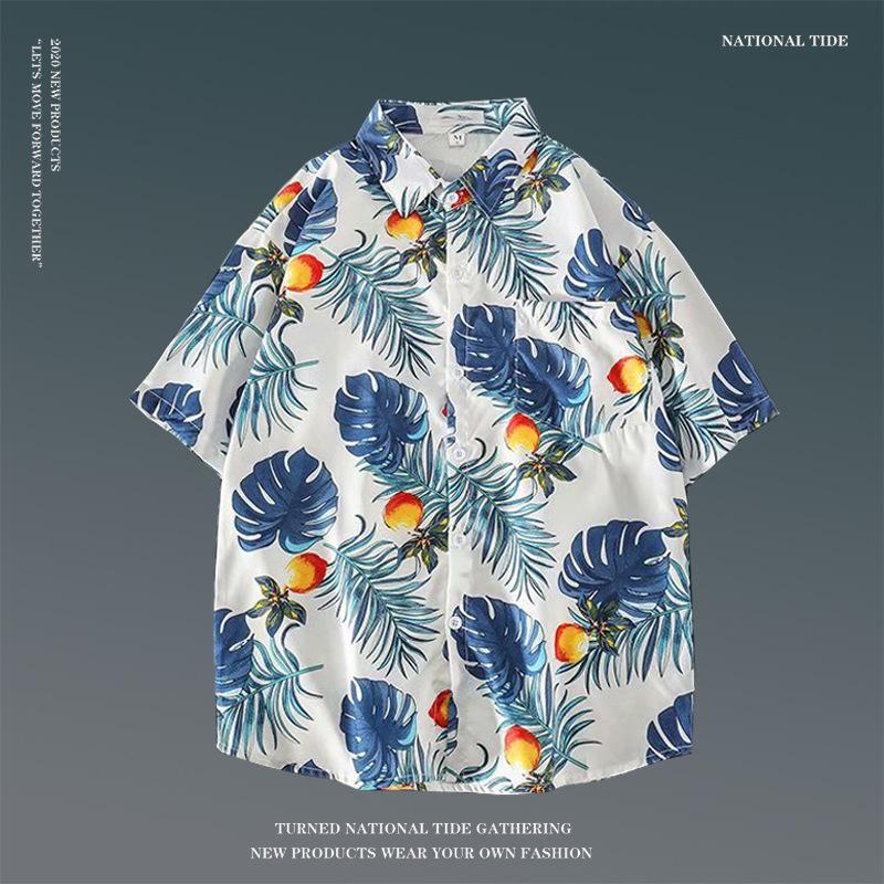 Japanese Hong Kong-Style Floral Hawaiian Shirt - Unisex Summer Short-Sleeve Retro Beachwear