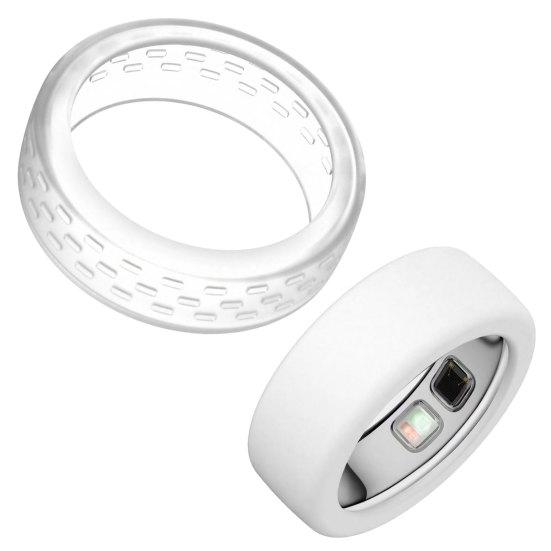 Smart Ring Cover 2 Pcs Silicone Protector for Oura Ring5, Ultra-Thin Sleeve, Durable Protection Scratch Resistant Waterproof All Round Daily Women Men