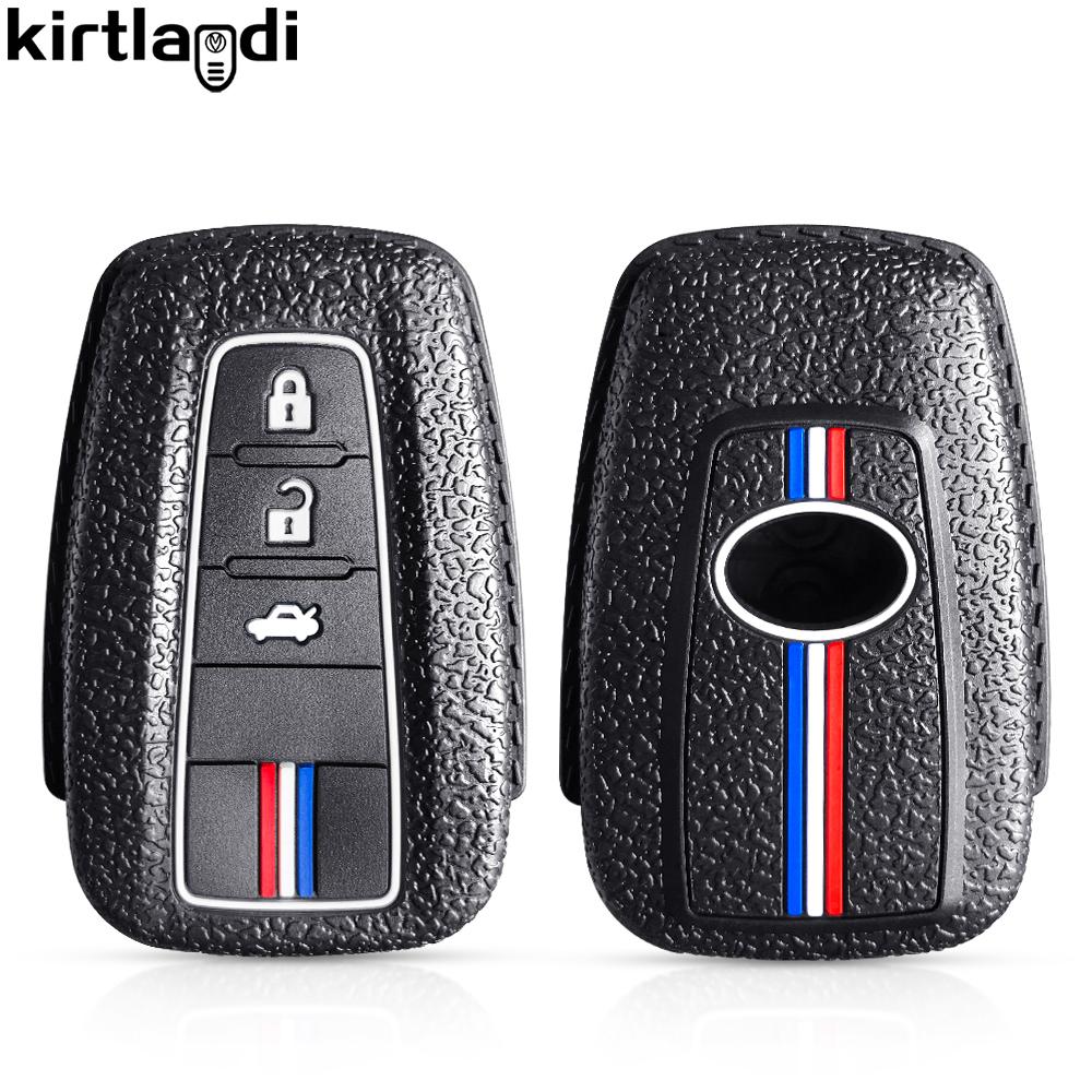Silicone Car Remote Key Case Shell Keychain Key Cover For Toyota Rav4 CHR Corolla Prius Camry Prado Highlander Yaris Cross