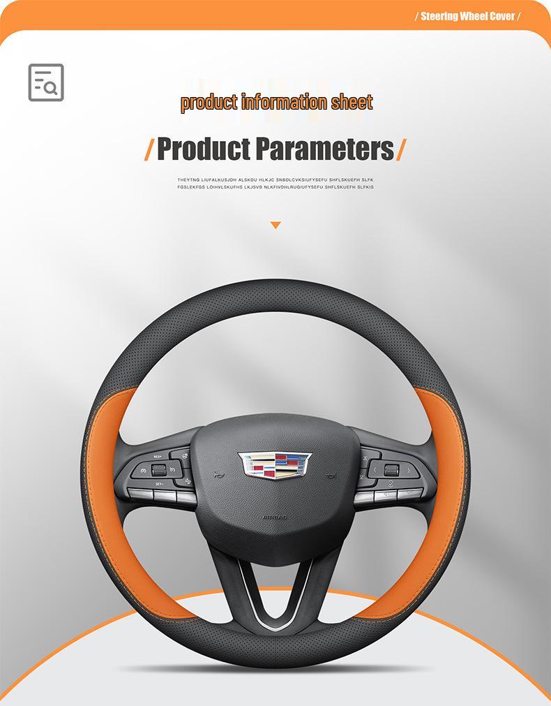 Ultra-thin Genuine Leather Steering Wheel Cover for Cadillac CT5, XT5, XT4, GT4, XT6, CT6