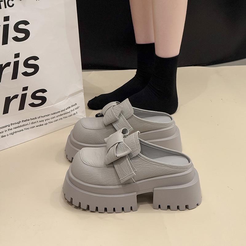 

Толстая подошва, внутренняя высота, сумка на голову, полушлепанцы, женская верхняя одежда, весна-лето 2025, новая маленькая универсальная, с юбкой, крутые шлепанцы 40 серый