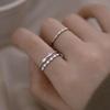 Trendy Korean Double-Layer Silver Ring for Women - Stylish Internet Celebrity Design