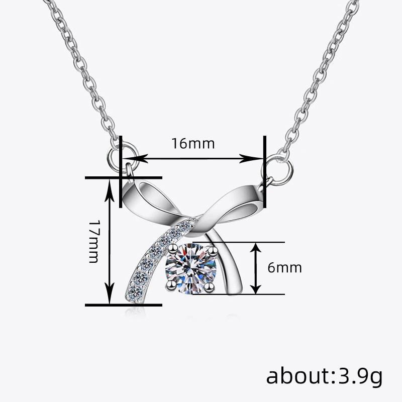 925 Sterling Silver Bowknot Design Cubic Zirconia Necklace for Women Exquisite Bridal Wedding Necklace Chic Jewelry