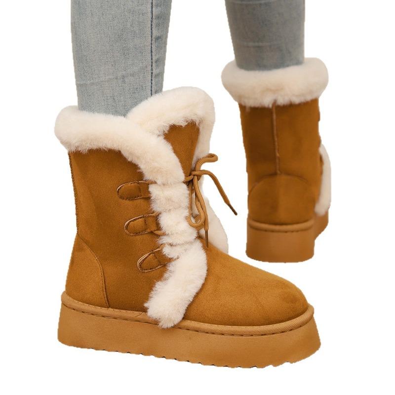 2025 Fall/Winter New Arrival: Front-Lacing Thick-Sole Fleece-Lined Warm Oversized Women's Snow Boots